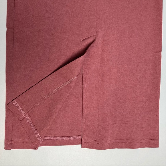 Retrolicious Dusty Rose Stretch Knit Sleeved V Neck Midi Pencil Dress XS - Picture 10 of 10